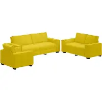 Syfax Ensemble de canapés 3 pcs avec coussins Jaune Velours