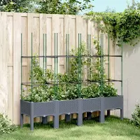 Prolenta Maison Exclusive - Bac à plantes avec treillis bleu-gris 160x40x142,5 cm PP