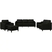 Syfax Ensemble de canapés 4 pcs avec coussins Noir Tissu