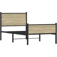 Syfax Cadre de lit en métal sans matelas chêne sonoma 107x203 cm