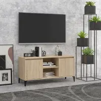Prolenta Maison Exclusive - Meuble TV avec pieds métalliques Chêne Sonoma 103,5x35x50 cm