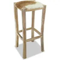 Prolenta Maison Exclusive - Tabouret de bar en cuir de chèvre et bois de teck massif
