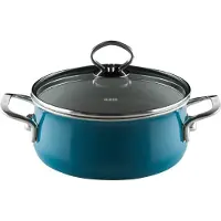 Riess Casserole avec couvercle en verre Ø24cm 3,7L bleu aquamarine émail