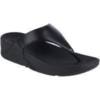 FitFlop Lulu Leather Toepost Teenslippers - Zwart - Maat 38