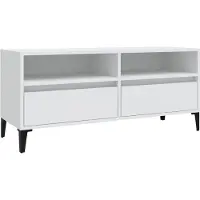 Syfax Meuble TV blanc 100x34,5x44,5 cm bois d'ingénierie