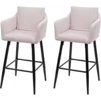 Mendler 2x Tabouret de bar HWC-H93, tabouret de comptoir, repose-pieds métal tissu/textile crème-beige