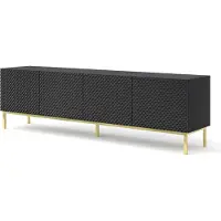 Furnlux Classic FURNLUX Table TV Ravenna C Noir Et Brillant Noir Et Or 200cm / Couleur principale : Noir / Dimensions : 200 x 58 x 42 cm