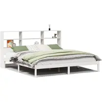 vidaXL Lit en bois massif avec étagère sans matelas blanc 180x200 cm pin