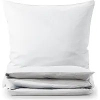 Blumtal Premium Literie d'été extra-douce réversible 155x200 cm & 2X taies d'oreiller 40x80 cm - Housse de couette microfibre, 3 pièces, Moonlight Grey/Blanc