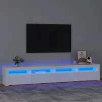Sonstiges Meuble TV avec lumières LED Blanc 240x35x40 cm