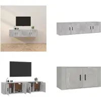 vidaXL Armoires murales TV 2 pcs. Betongrau 80x34,5x40 cm - Meuble TV mural - Meubles TV muraux - Meuble TV - Console TV