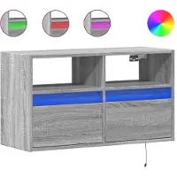 vidaXL Armoire TV murale avec éclairage LED Gris Sonoma 80x31x45 cm