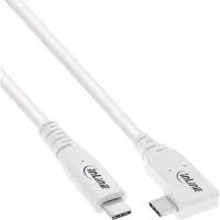 InLine Câble USB4, USB-C, anguleux d'un côté, PD 240W, 8K60Hz, TPE, blanc, 0,5m