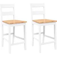 vidaXL Tabouret de bar 2 pcs. Blanc Bois massif Hévéa
