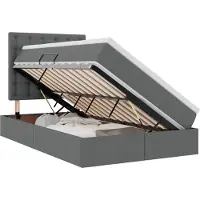 vidaXL Lit de rangement à LED avec matelas, gris foncé, 120 x 190 cm, tissu