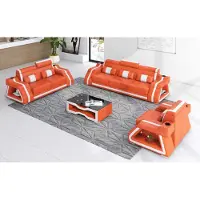 JV Möbel Ensemble de canapés 3pcs Orange JVmoebel