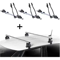 VDP 3x porte-vélos SAGITTAR + barres de toit EVO ALU compatibles avec Suzuki Alto (SS) 3-5 portes 1982-1985