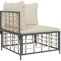Sonstiges Canapé d'angle de jardin avec coussin beige résine tressée