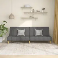 Prolenta Canapé convertible 2 places, couleur gris clair, revêtement en tissu