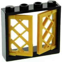 LEGO 1x fenêtre cadre 1x4x3 noir 2 battants grille 1x2x3 or épais 60607 60594