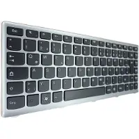 T-ProTek FRANÇAIS - Clavier noir. Cadre argenté compatible avec Lenovo IdeaPad U430 Touch (59393236)