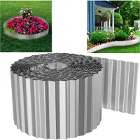 XMTECH Bordure de pelouse en métal de 20 m, ondulée, galvanisée, bordure de parterre, bordure de parterre, bordure de tonte, palissade 2000 x 15 cm (L x H), bordure de pelouse (argent)