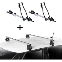 VDP 2x porte-vélos SAGITTAR + barres de toit EVO ALU compatibles avec Peugeot 405 4 portes 1987-1996
