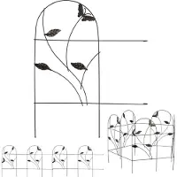 Relaxdays : bordure de parterre, ensemble de 5 éléments pour le jardin, bordure décorative en métal, motif papillon, H x L : 46 x 250 cm, noir