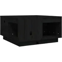 Syfax Table basse Noir 60x61x32,5 cm Bois massif de pin