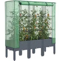 Prolenta Maison Exclusive - Potager surélevé avec serre intégrée aspect rotin 120x40x140 cm
