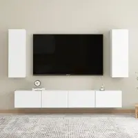 vidaXL 4 pcs. Armoire TV Set Blanc Bois composite - Armoire TV - Armoire HiFi - Armoires HiFi