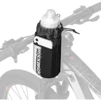 RockBros Porte-bidon pour vélo Sacoche de guidon avec porte-bidon pour vélo et poche pour téléphone portable Noir 1L