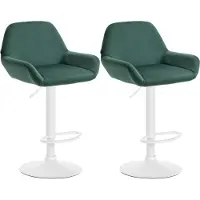 CLP lot de 2 tabourets de bar Braga velours, couleur:bleu, matériaux du piètement:métal chromé