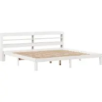 Syfax Cadre de lit avec tête de lit sans matelas blanc 200x200 cm