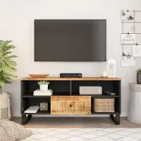 Prolenta Meuble TV exclusif - 100x33x46 cm, en bois massif de manguier et en panneaux de bois