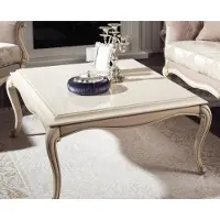 AEA Table basse française baroque rococo meubles blanc argenté ameublement table bois