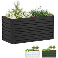 XMTECH Lit surélevé en métal 180x90x58 cm Rectangulaire Noir - Lit de jardin galvanisé en acier, inoxydable & résistant aux intempéries, pour légumes, herbes & fleurs