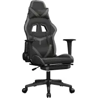 vidaXL Chaise de jeu avec repose-pieds Noir et gris Similicuir