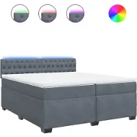 vidaXL Lit boxspring avec matelas gris foncé 200x200 cm velours