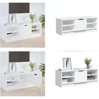 vidaXL Armoire TV Blanc 102x35x36,5 cm Bois composite - Armoire TV - Meubles TV - Supports TV
