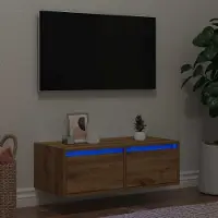 Prolenta Maison Exclusive - Meuble TV avec éclairage LED Chêne Artisan 75x35,5x25 cm