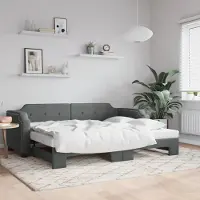 Prolenta Maison Exclusive - Canapé-lit convertible gris foncé 90 x 200 cm en tissu