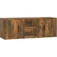vidaXL Armoire TV chêne fumé 100x31,5x35 cm Bois composite