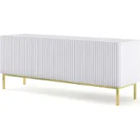 Furnlux Classic FURNLUX Table TV Ravenna B Blanc Et Or 150cm / Couleur principale : Blanc / Dimensions : 150 x 58 x 42 cm