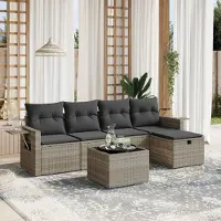 Prolenta Maison Exclusive - Salon de jardin 6 pcs avec coussins gris clair résine tressée