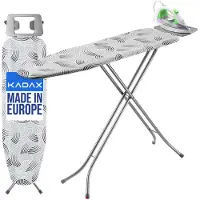 Kadax Planche à repasser pliable "Brusand", Planche à repasser à vapeur avec filet métallique, 114 cm, Gris