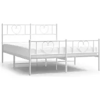Syfax Cadre de lit métal sans matelas et pied de lit blanc 120x190 cm