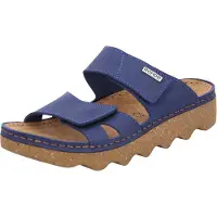 Rohde Femmes Pantolette en cuir à deux brides avec semelle compensée ondulée Foggia-D 6225, Taille:40 EU, Couleur:Bleu