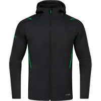 Jako Challenge Veste à Capuche pour Homme - Noir Chiné / Vert Sport