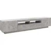 Syfax Meuble TV avec lumières LED Gris béton 200x35x40 cm